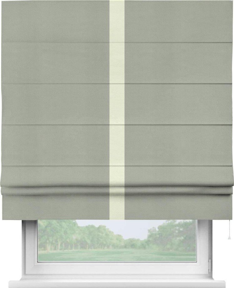 Римская штора «Кортин» с кантом Хайвэй, для проема, ткань вельвет светло-серый
